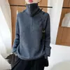 Nuevo Suéter de Punto Grueso de Lana Pura con Cuello Solapa y Media Cremallera de Manga Larga para Mujer, Jersey de Lana