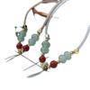Collar con colgante de jade y oro, cordón ajustable con cuentas de jade, cadena para clavícula y cuello.