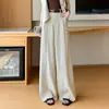 Pantalones casuales finos de cintura alta para mujer, nuevo estilo otoño 2026, pantalones de pierna ancha de seda helada, pantalones rectos frescos con protección solar