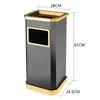 Papelera de acero inoxidable para lobby de hotel con columna para colillas y cenicero para área de fumadores exterior, boca de elevador, vertical