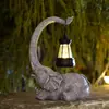Estatua de Elefante Solar con Luz de Linterna, Decoración para Jardín al Aire Libre