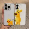 Adecuado para funda de teléfono Apple 18, funda protectora linda, canguro amarillo regordete paseando al perro, funda espacial para iPhone 17