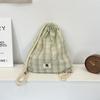 53232 Nueva Mochila de Cordón de Moda Mochila de Lona a Cuadros de Verano con Cuentas Simple para el Día a Día