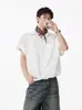 Camisa Polo Casual Sencilla de Estilo Americano de Color Sólido para Trabajo para Hombre, Diseño Holgado de Verano, Camisa Versátil de Cuello Campana de Manga Corta