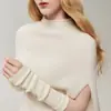 Suéter de tricô Bai Cai Rong 100% caxemira novo com gola redonda, coleção outono/inverno 2026, top de tricô estilo francês sem mangas e com mangas morcego