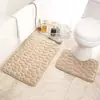 Amazon Alfombra de Piso de Terciopelo Coral con Relieve de Piedra Dos Piezas Baño Esponja Absorbente Felpudo Antideslizante Felpudo de Puerta Listo en Stock