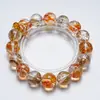 [Romance de Xishan] Pulsera de Cristal Amarillo Natural Torre de Cristal para Mujer, Regalo Versátil con Pez Koi de Lámina de Oro y Flor de Resina Pulsera al por Mayor