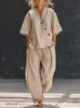 2026 Verano Amazon Transfronterizo TK Ropa de Mujer Asimétrica Diagonal Hebilla Cuello en V Camisa Pantalones de Pierna Ancha Conjunto de Moda Casual
