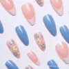 24 piezas de armadura para uñas para adultos, nueva moda transfronteriza, estilo fresco y dulce, patrón de flores, uñas postizas removibles, arte de uñas