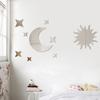Fabricantes de pegatinas de pared de espejo al por mayor nueva combinación de estrella de cuatro puntas y luna dormitorio sala de estar espejo de pared removible