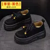 Plataforma Birkenstock Sapatos Retrô de Solado Grosso para Mulheres 2026 Novo Estilo de Inverno com Algodão Adicionado, Mocassins de Salto Alto para Pessoas Baixinhas, Sapatos de Salto Alto de Comprimento Total
