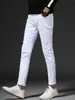 Calças jeans brancas para homens 2023 slim fit rasgadas jeans masculinos para adolescentes calças skinny elásticas peça única atacado