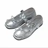 Nuevo Producto Estilo Francés~Zapatos Mary Jane Bajos Plateados de Punta Cuadrada para Mujer, Nuevo Modelo 2026 con Lazo y Hebilla de Cuero Zapatos de Ballet