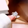 Anillo de Plata de Ley S925 para Mujer, Anillo Súper Brillante de Circonita Cubo de Azúcar, Anillo Abierto de Dedo Índice Moderno y Versátil, Anillo Elegante y Exquisito para el Dedo del Pie