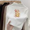 Camiseta térmica de forro polar para niña, cuello semi-alto, Otoño Invierno, Ropa interior cálida para niños, Top elegante para niña con cuello con volantes