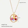 Colar Novo Estilo Transfronteiriço Pingente de Resina Flor Seca Estilo Francês Retrô Estilo Floresta Estilo Pastoral Colar Pequeno Floral de Aço de Titânio para Mulheres
