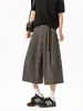 "Suede Plissado" Patchwork Pied-de-poule Calça Cropped para Homens e Mulheres Verão Cleanfit Estilo Old Money Shorts Casuais