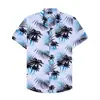 Camisa Hawaiana con Dibujos Animados Impresión 3D Cuello Redondo Manga Corta Sin Planchar Camisa para Hombre Top Casual