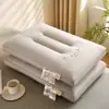 Núcleo de Almohada Cervical de Lino Natural para Adultos Persona Soltera Tridimensional Zonificado Transpirable No Colapsable Uso en el Hogar Almohada de Lino Bordada