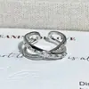 Anillo Abierto Geométrico de Líneas Entrelazadas de Múltiples Capas de Lujo Ligero y Exquisito con Diamantes, Anillo Simple Apilable Estilo Ins para Mujer