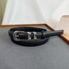 Cinturón Delgado de Hebilla de Pin Plateado de Moda para Combinar con Todo, Accesorios de Vestir Simples de Alta Gama, Cinturón de Piel de Vaca de Doble Capa para Jeans
