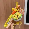 Pingente Chaveiro Buquê de Pelúcia Acabado, Buquê de Rosas de Crochê com Fio, Presente de Dia dos Namorados, Pequeno Presente de Aniversário