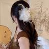 Grampo de cabelo de laço de cetim vintage feminino elegante e baixo, clipe de pontail para trás, grampo de cabelo para cabeça