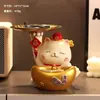 Adorno de Gato de la Fortuna de Resina, Bandeja de Escritorio, Almacenamiento de Llaves, Decoración de Entrada y Sala de Estar, Regalo de Inauguración