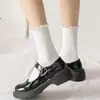 Calcetines blancos sin costuras para maternidad de primavera y verano estilo universitario japonés, calcetines lisos simples para estudiantes, calcetines largos versátiles