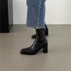 Botines Skinny de Tacón Alto Estilo Hada 2024 Otoño Nuevo Cuero Suave Tacón Grueso Botas Humo Moda Popular Cibernética Botines Chelsea