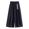 Calça/Saia Jeans Tencel Fina de Verão Feminina Plus Size, Cintura Alta, Fluida, Emagrecimento, Cropped, Perna Larga Solta Versátil