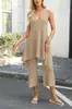 Venta Caliente Transfronteriza 2026 Moda de Verano Casual Chaleco de Punto con Cuello en V Profundo Conjunto de Suéter y Pantalones Largos para Mujer Conjunto de Dos Piezas