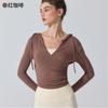Blusa com Capuz Europeia e Americana Transfronteiriça para Yoga Manga Longa Afina a Cintura Blusa Esportiva para Corrida Respirável Pilates Fitness