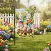Banderas de Jardín Nuevas de Pascua Transfronterizas, Decoraciones para Fiesta de Conejos y Huevos, Banderas Personalizables de Doble Cara con Tu Propio Diseño