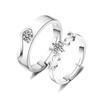 Anillos de Pareja para Hombres y Mujeres, Juego de Anillos de Ala de Ángel con Diamantes, Diseño Abierto Ajustable, Para Regalo, Venta al por Mayor, Estilo de Pareja, Tamaño Ajustable
