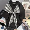 Camiseta Patchwork de Manga Curta com Laço e Xadrez Estilo Coreano para Mulheres, Design de Nicho de Verão, Top Soltinho para Casal