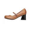 Zapatos Mary Jane Cuadrados Retro Franceses de Tacón Grueso para Mujer, Versión de Piel de Oveja, Correa Única, Corte Bajo, Elegantes Tacones Altos para Viajar al Trabajo