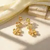 Nuevos Pendientes Europeos y Americanos de Metal Dorado con un Toque de Lujo Ligero y Gama Alta, Pendientes Florales Elegantes y Exagerados, Joyería Transfronteriza al por Mayor