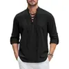 Comércio Exterior Europeu e Americano Retrô Medieval Camisa Solta com Cadarço para Homens, Fantasia de Teatro, Camisa com Punho de Pirata Civil