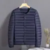 Jaqueta de Plumas Quente com Gola Redonda ou em V, Roupa de Trabalho com Capuz Conversível Transfronteiriça, Casaco Popular para Transmissão ao Vivo