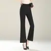 Pantalones de traje ligeramente acampanados para mujer, Nueva colección Otoño 2026, Pantalones cropped estilo cola de pez adelgazantes de cintura alta para mujeres petite, Elegantes pantalones de campana