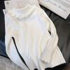 Suéter de Otoño e Invierno para Niñas Cuello de Perlas y Encaje para Bebés Camisa Base de Punto Estilo Coreano Extranjero para Niños Top Interior