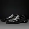 Zapatos de Cuero para Hombre de Piel de Vaca, Zapatos para Hombre con Patrón de Cocodrilo, Zapatos Casuales de Negocios de Cuero Genuino Estilo Británico, Zapatos de Conducir Slip-On de Moda, Mocasines