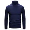 2026 Otoño e Invierno Transfronterizo Comercio Exterior para Hombre Suéter de Cuello Alto Color Sólido Estilo Coreano Ajuste Delgado Juventud Jersey de Rayas Tejido de Punto