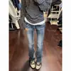 Jeans acampanados de tiro bajo de alta calle americanos para mujer, nuevo estilo de verano, diseño moderno, nicho, corte ajustado, versátiles, elásticos