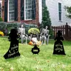 3 Decorações de Jardim de Bruxa Preta Grandes Halloween Estacas de Bruxa Silhueta Externa
