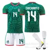 Conjunto de Camisa da Copa do Mundo de 2026 México Nº. 9 Raul 11 Jimenez Não. 14 Uniformes de Futebol Infantis e Adultos