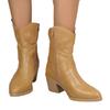 Comércio exterior plus size salto quadrado botas de cavaleiro 2024 outono e inverno novas botas bordadas com zíper lateral em V