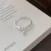 Anillo de Plata de Ley S925 Estilo Coreano Dulce Lazo Perla Redonda Doble Capa para Mujer Apertura Ajustable Anillo de Temperamento Girly Heart