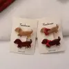 Pinza para el pelo de terciopelo con lazo para cachorro, pinza de pico de pato, clip lindo para el flequillo de niña, clip lateral, accesorios para el cabello, venta al por mayor
